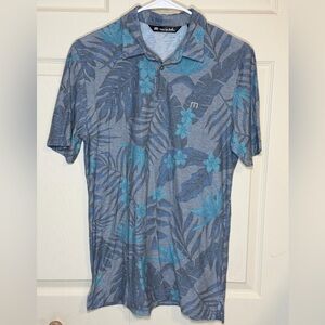 SOLD Travis Mathew men’s small Gray and Blue Tropical Polo Shirt
